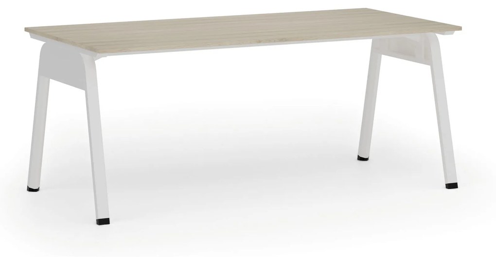 Kancelársky stôl PRIMO GAMMA, 1800 x 900 mm, biela podnož, dub prírodný