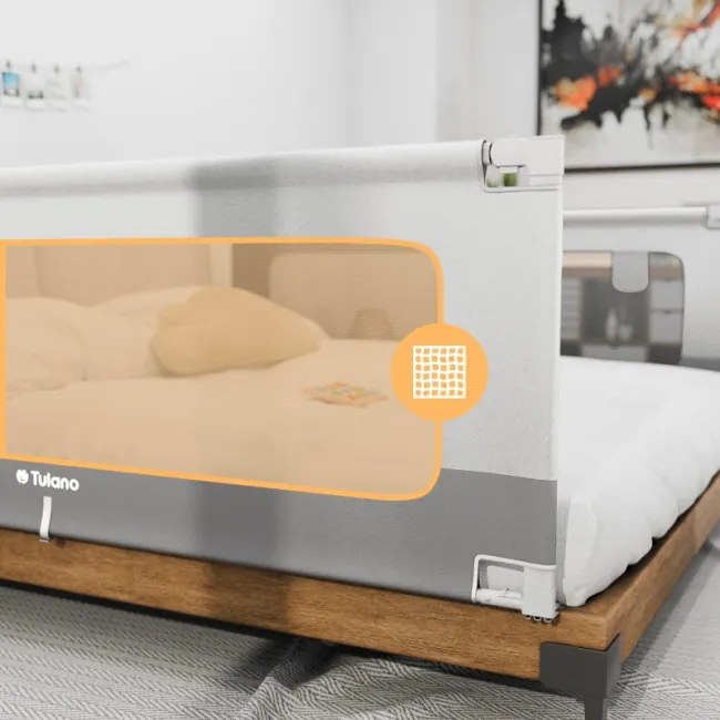 Bezpečnostná zábrana na posteľ Cover 40 biela / sivá 200 cm