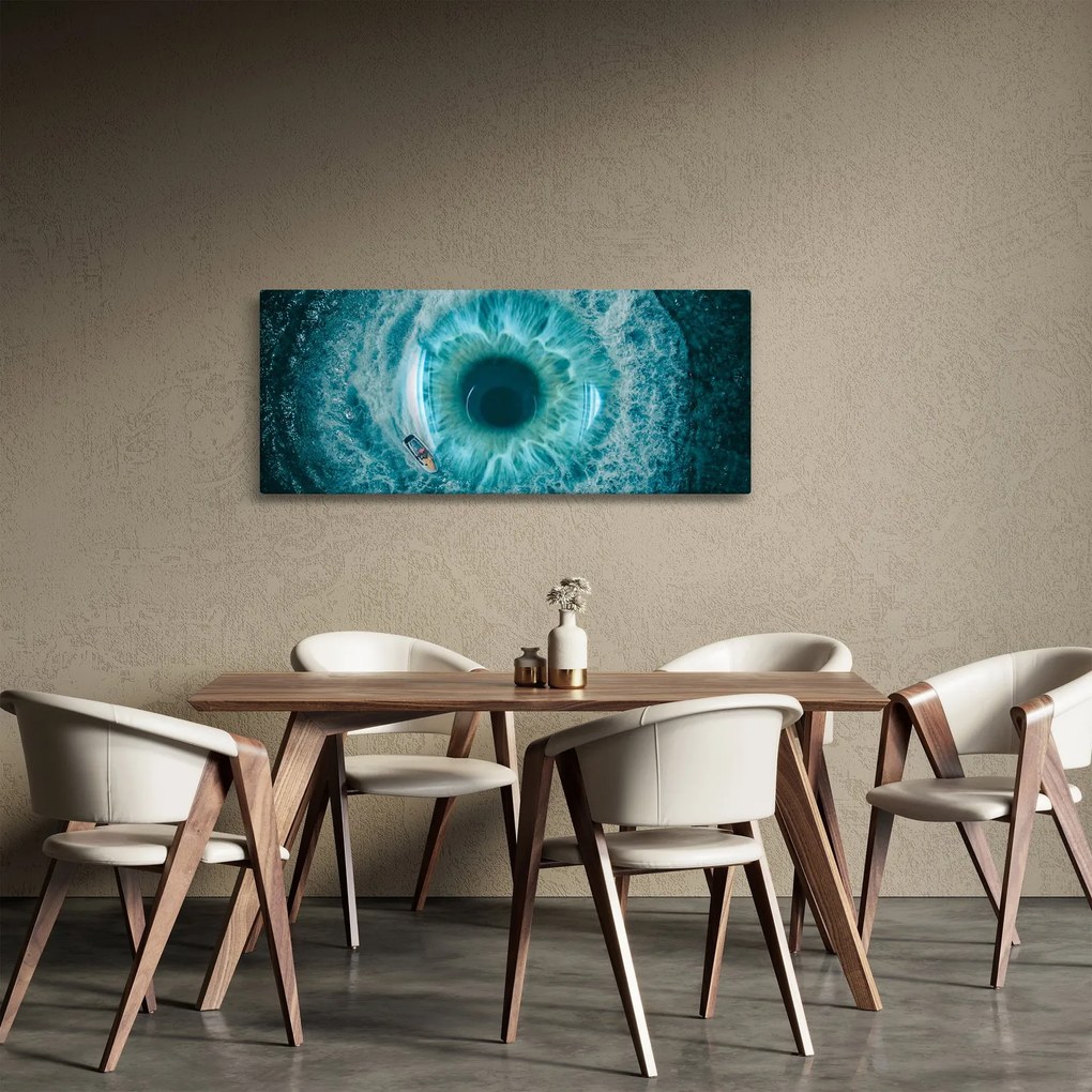 Obraz mora s loďkou (120x50 cm)