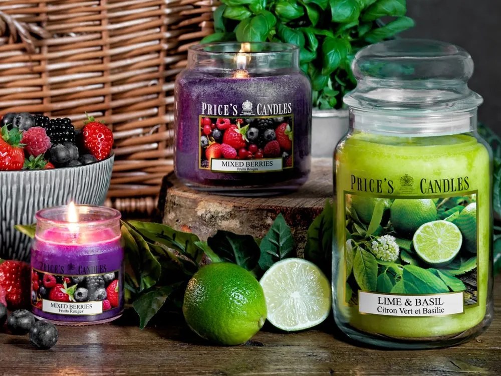 PRICE´S MAXI sviečka v skle Mixed Berries - horenie 150h