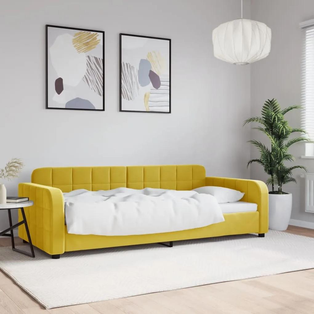 Denná posteľ žltá 90x200 cm zamat 354063