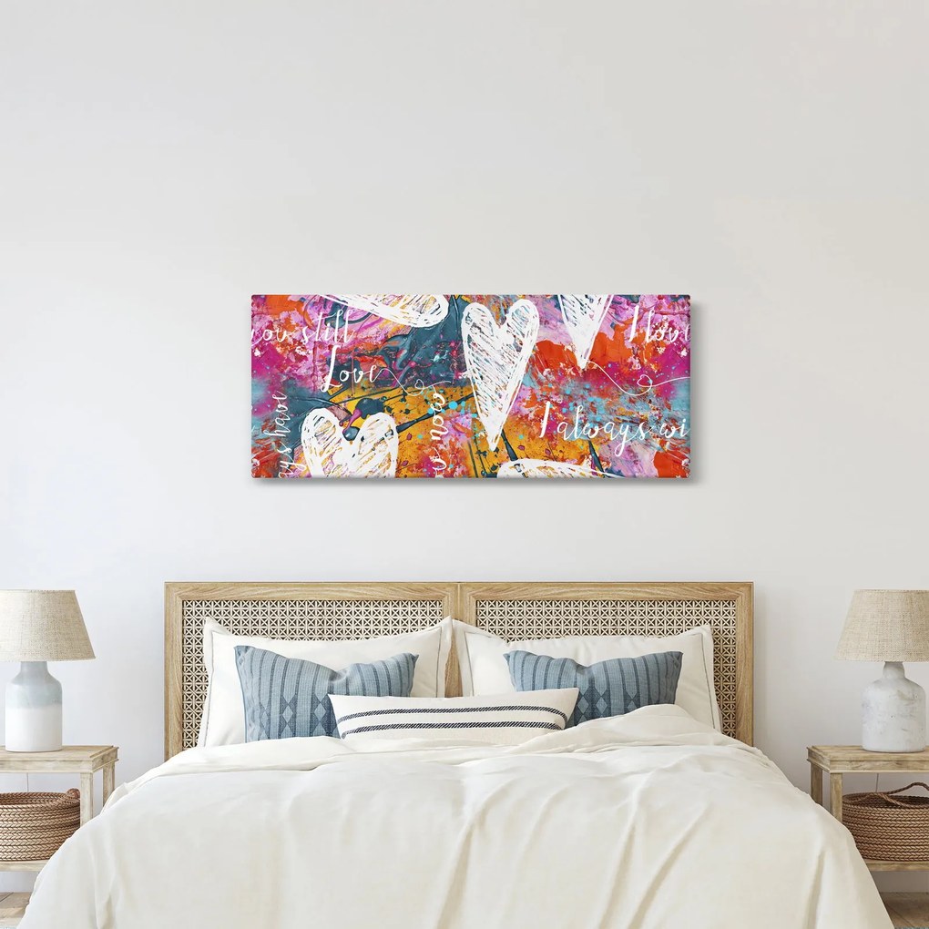 Obraz - Srdce na abstraktnom pozadí (120x50 cm)