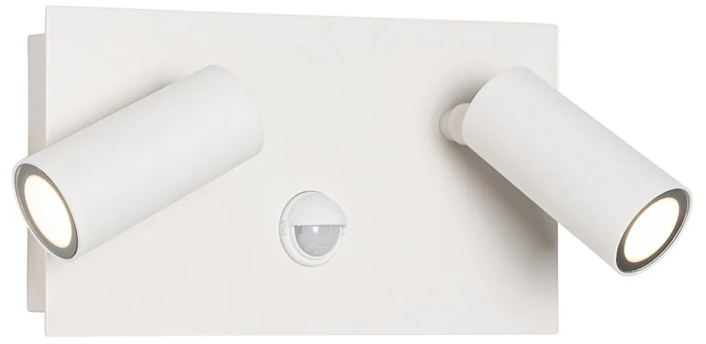 Vonkajšia nástenná lampa biela vrátane LED 2-svetlo senzor pohybu - Simon