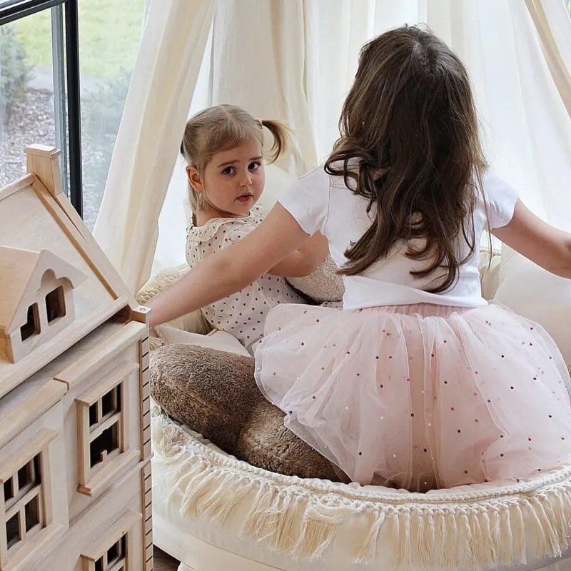 Hniezdo pre deti Boho so strapcami vanilka