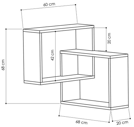 Rohová nástenná polica RING 68x68 cm biela/antracit