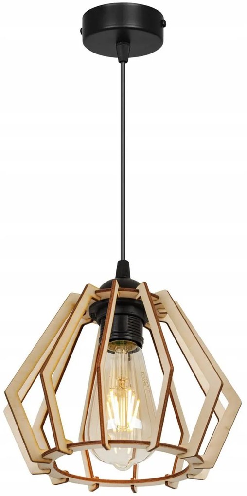 Závesné svietidlo Timber, 1x drevené tienidlo