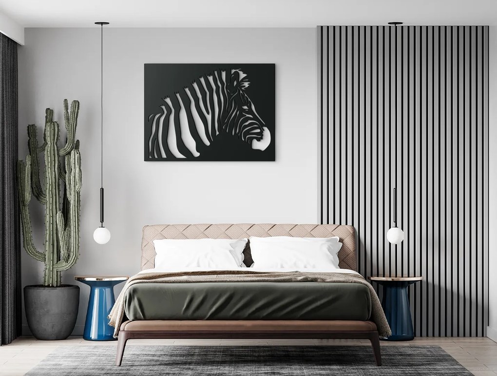 drevko Drevený obraz na stenu Zebra Rozmer obrazu: 32,5 x 43,5 cm, Farba dekorácie: Čierna