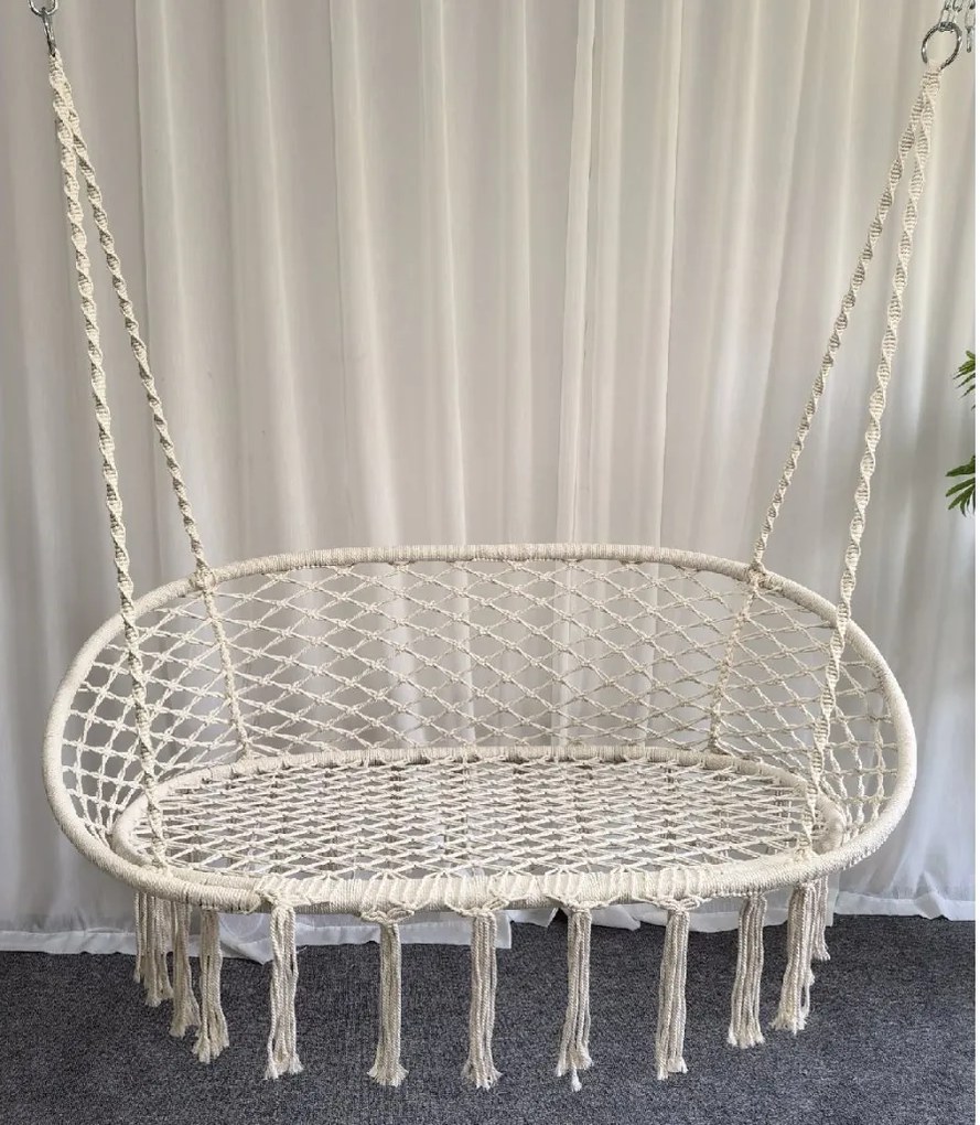 GARDEN LINE Dvojité závesné kreslo – hojdačka – béžové HAM5146