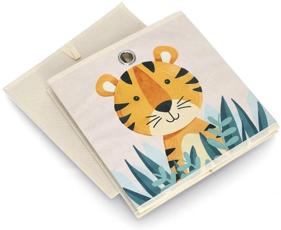 Zeller Present Úložný box na hračky - kocka - TIGER, 28x28x28