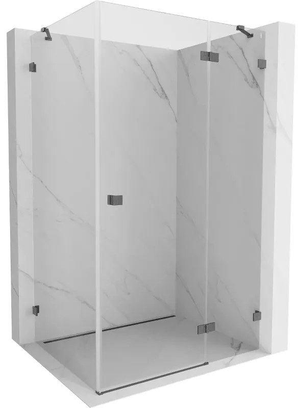 Mexen Lunar, pravostranný výklopný sprchový kút 90 x 80 cm, 8mm číre sklo, profil grafit brúsený, 834-090-080-66-00-P
