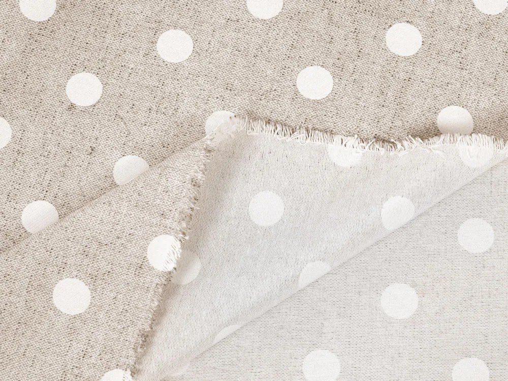 Biante Dekoračný oválny obrus Porto PRT-019 Biele bodky na béžovom režnom 120x160 cm