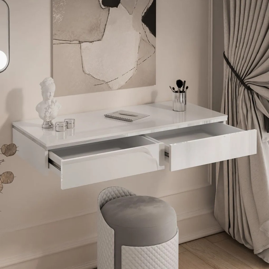 ZÁVESNÁ KONZOLA NESSIE BIELY LESK + STRIEBORNÁ