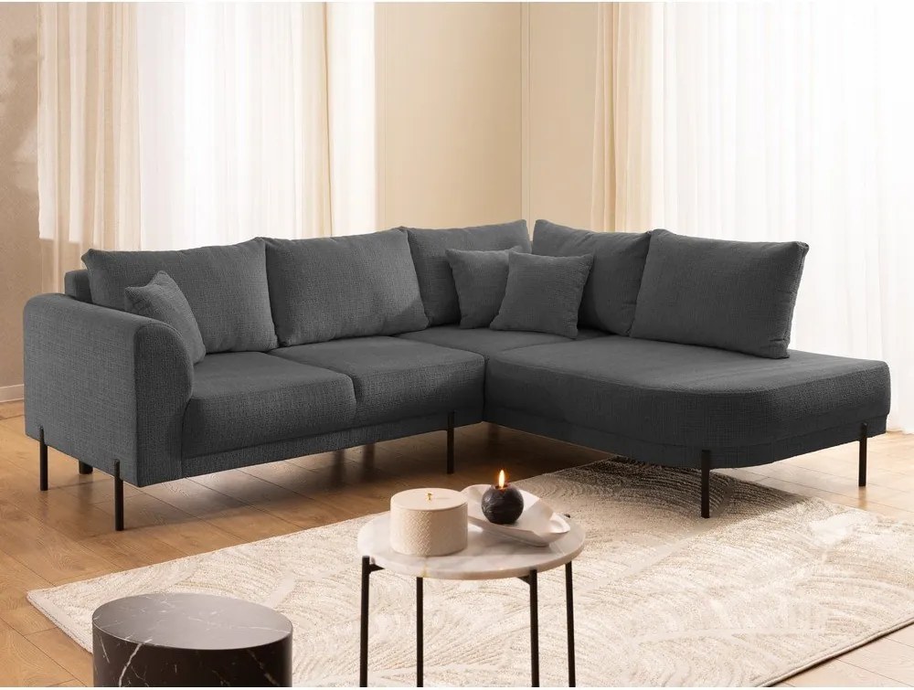 Tmavosivá ženilková rohová pohovka (pravý roh/do L) Mauris – Ropez