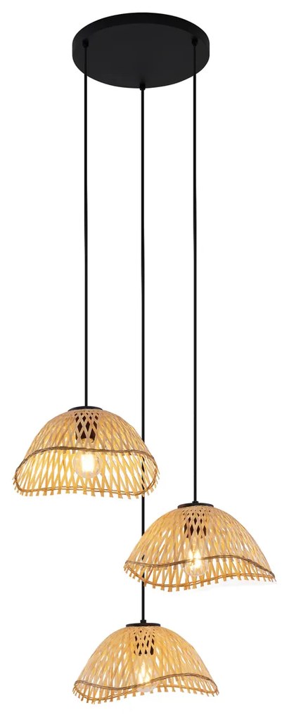 Bohemian závesné svietidlo čierne s bambusom 3-svetlo - Lily