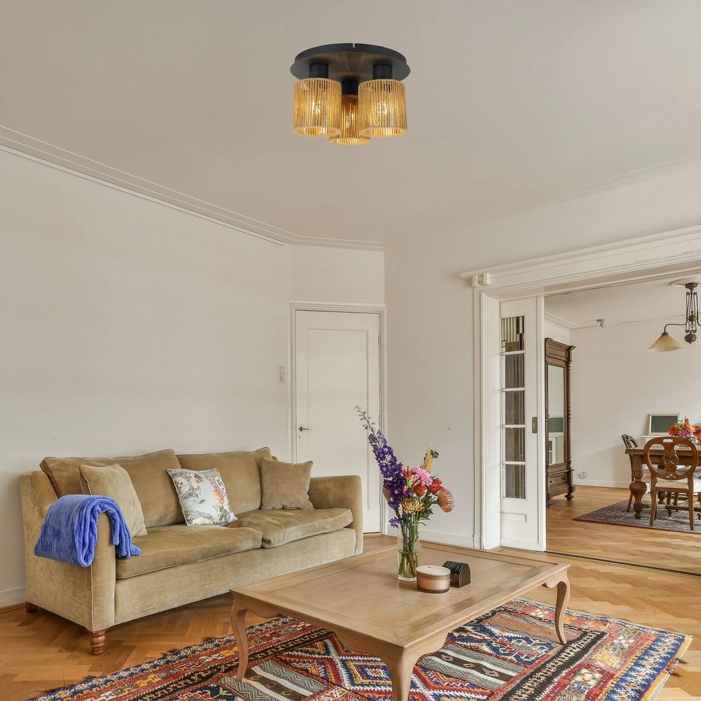 Toolight Toolight, stropné svietidlo 3xE27, APP1819-3CPR, čierna-hnedá, OSW-00620