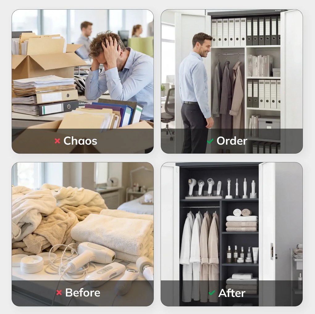 Uzamykateľná hospodárska skriňa antracitovo-biela DAWID 900 x 1850 x 450 mm