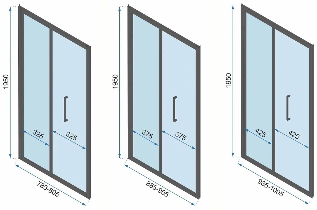 Rea Rapid Fold, 3-stenový sprchovací kút 90 (dvere) x 90 (stena) x 90 (stena) x 195 cm, 6/4mm číre sklo, zlatý lesklý profil, KPL-09404