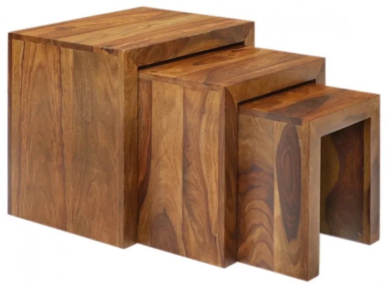 Odkladacie stolíky 3ks Amba z indického masívu palisander Super natural
