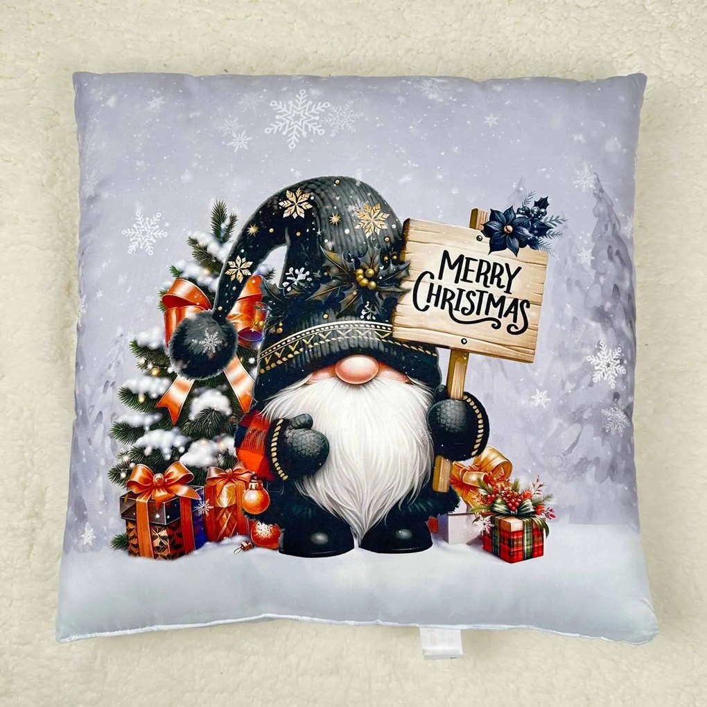 Vianočný vankúš antialergický Trpaslik sivý 45x45cm TiaHome