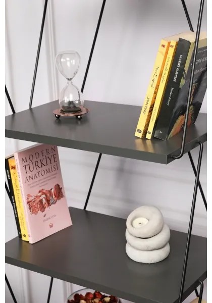 Knižnica BALABAN 165x48 cm antracit/čierna