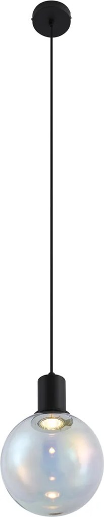 Dizajnové závesné svietidlo čierne s dúhovým sklom 20 cm - Mallon