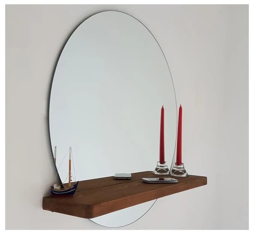 Nástenné zrkadlo s policou SUNSET 70x70 cm borovica