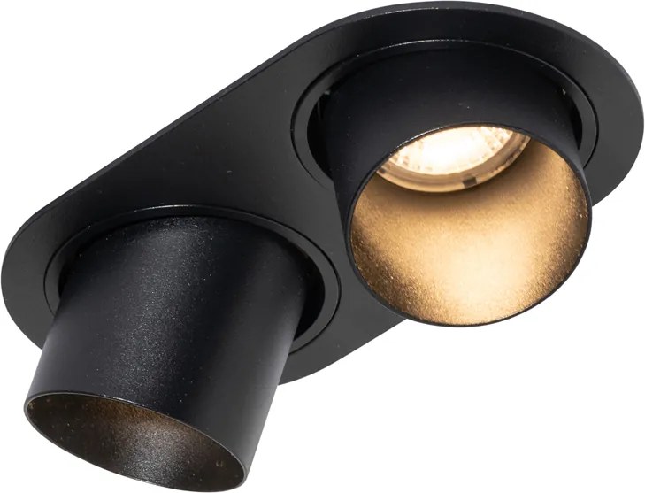 Zástenný bodový reflektor čierny GU10 50 mm 2-svetlo - Installa