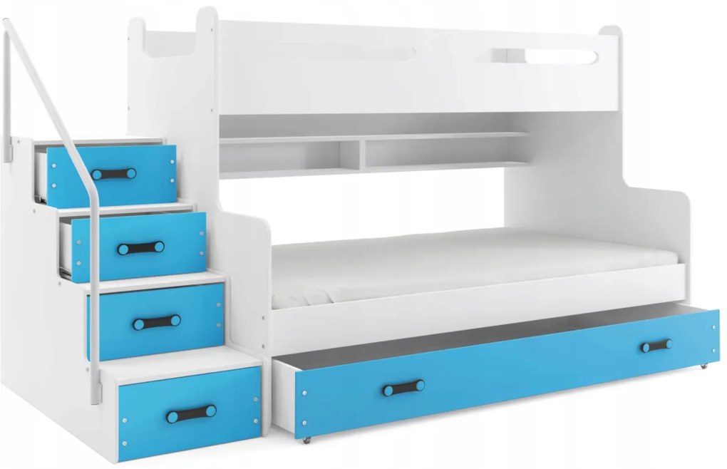 Interbeds MAX 3 poschodová posteľ 200x120 + matrace modro-biela 2024