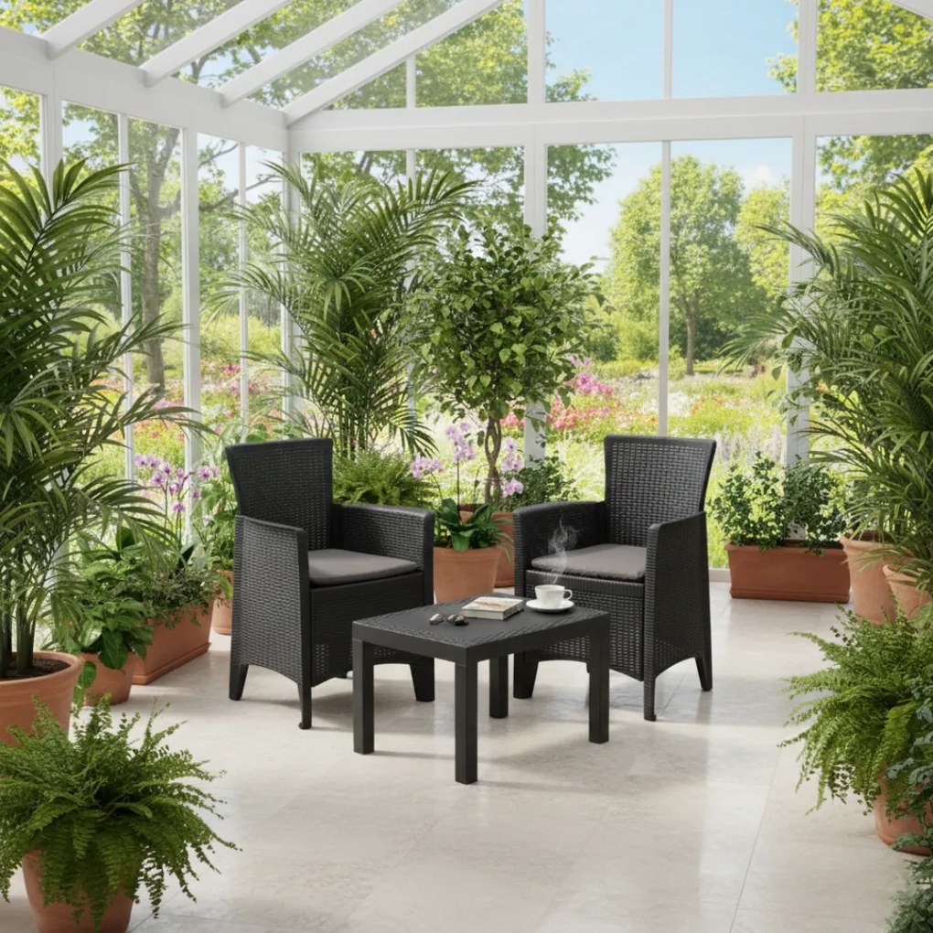 Záhradný set FOREST, 3-dielny, antracitová I.P.A.E-Progarden