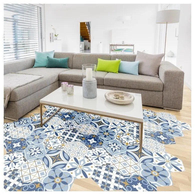 Súprava 10 samolepiek na podlahu Ambiance Hexagons Jelilna, 20 × 18 cm