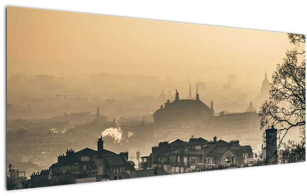 Obraz - Mesto pod hmlou (120x50 cm)