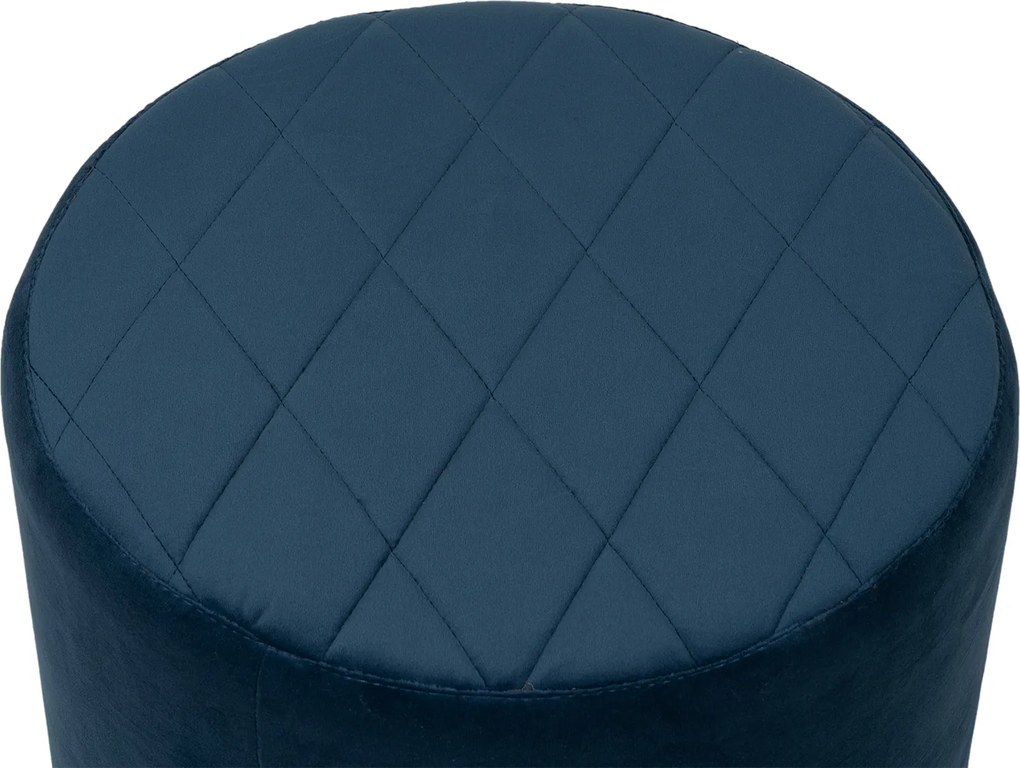 Noela Zamatový puf prešívaný CUBO modrý