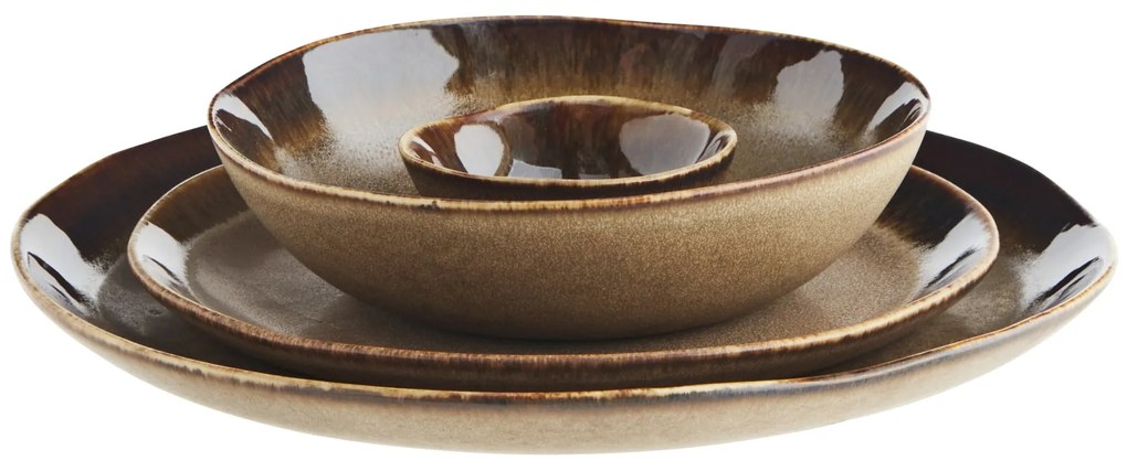 MADAM STOLTZ Hlboký kameninový tanier Brown 18 cm