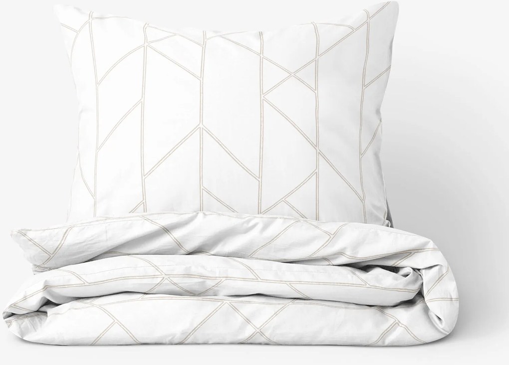 Goldea bavlnené posteľné obliečky - geometrické línie na bielom 240 x 220 a 2ks 70 x 90 cm