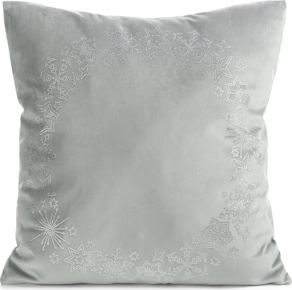 VIANOČNÁ DEKORAČNÁ OBLIEČKA NA VANKÚŠ ICY 45X45 CM STRIEBORNÁ
