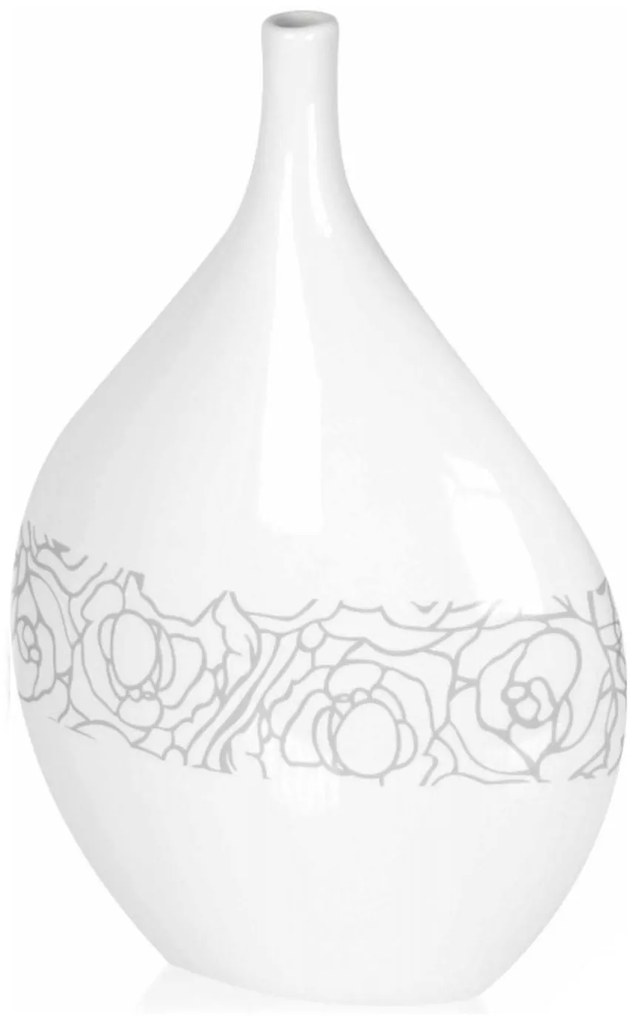 ARTEHOME Dekoratívna biela váza s kvetinovým strieborným motívom 35 cm