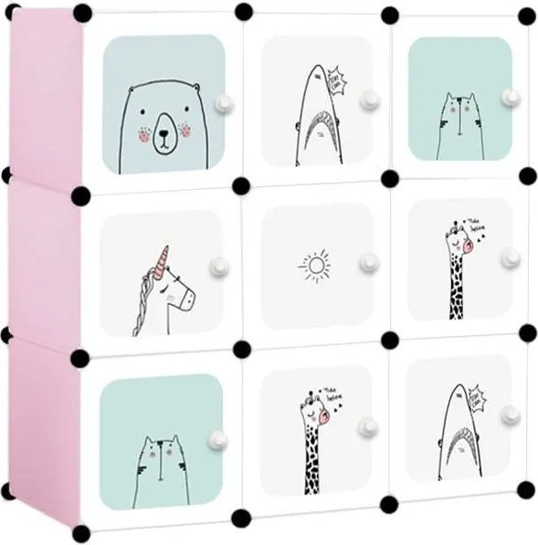 ModernHome Modulárna detská knižnica 9x - zvieratá