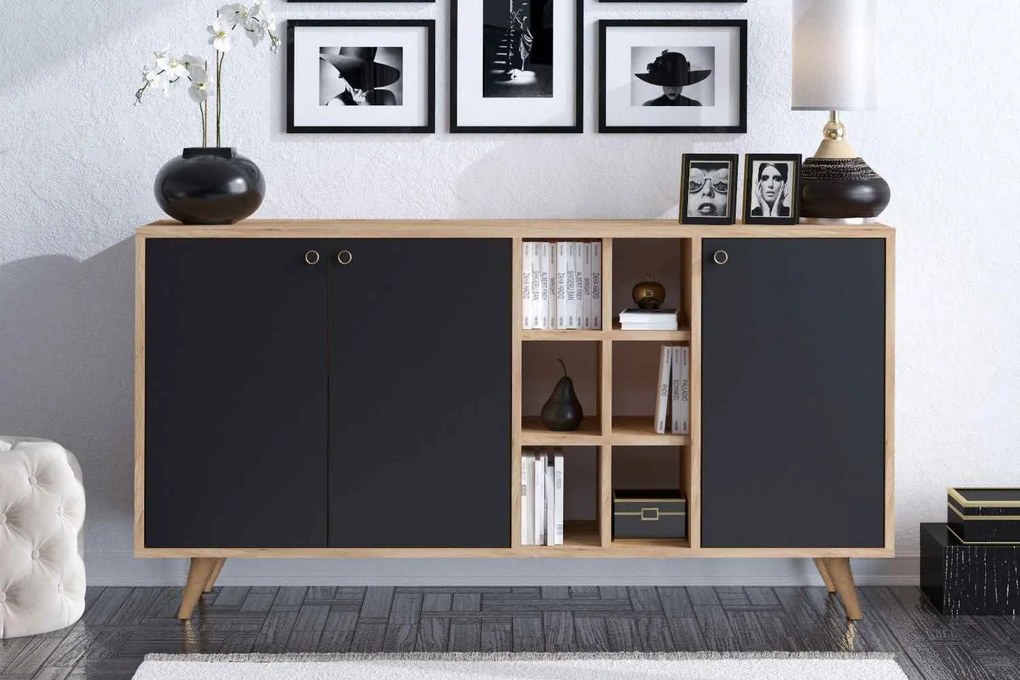 Dizajnová komoda Cadilyn 140 cm čierna