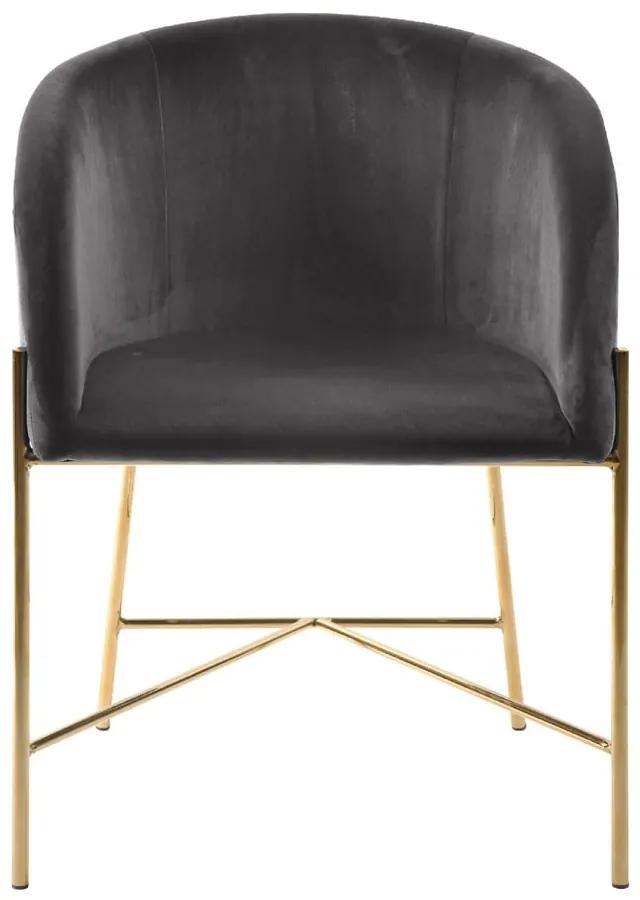 Tmavosivá stolička s nohami v zlatej farbe Interstil Nelson
