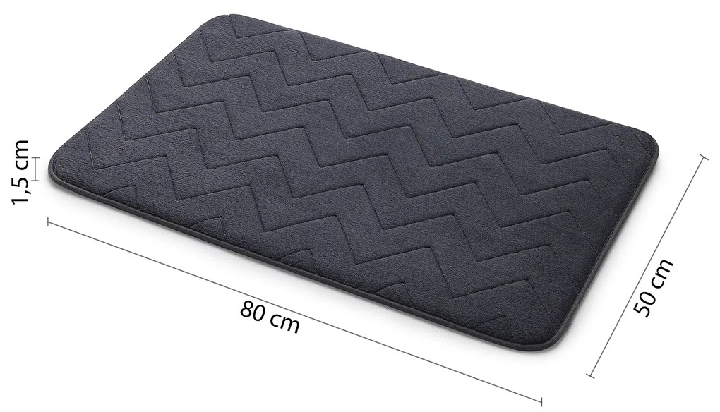 Gedy Gedy, MOUSSE kúpeľňová predložka, 50x80 cm, 100% polyester, protisklz, antracit, 96MS508085
