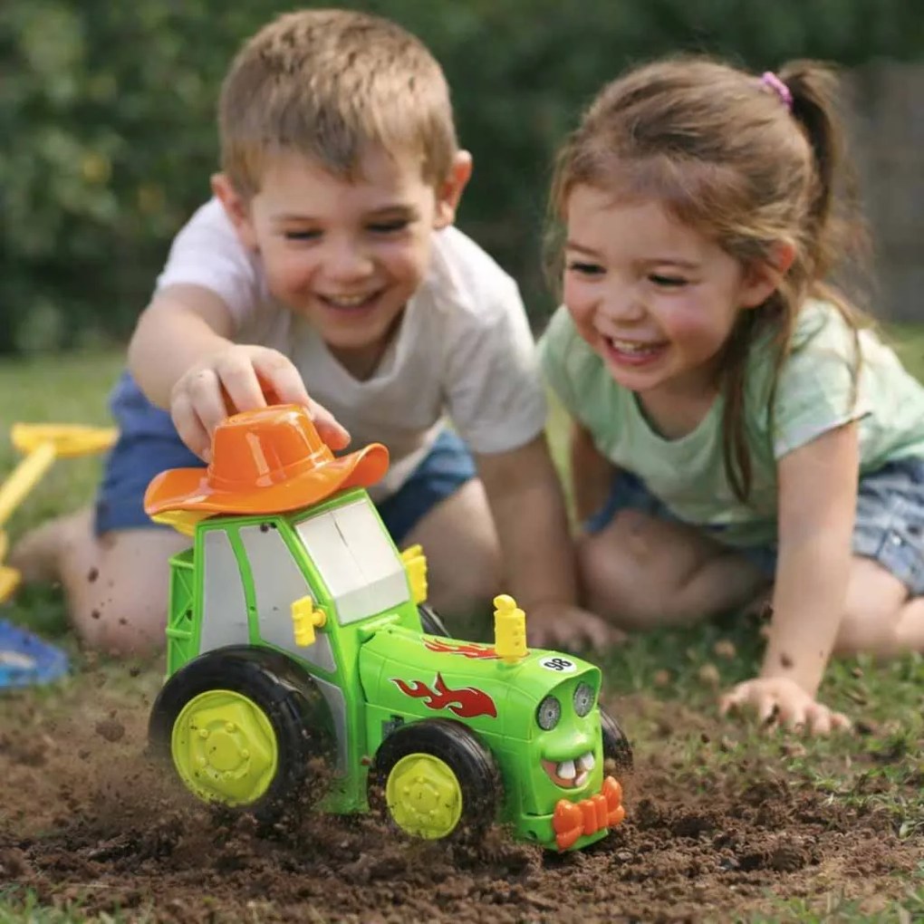 KIK RC skákajúci a tancujúci traktor s prívesom, diaľkovo ovládaný, zelený
