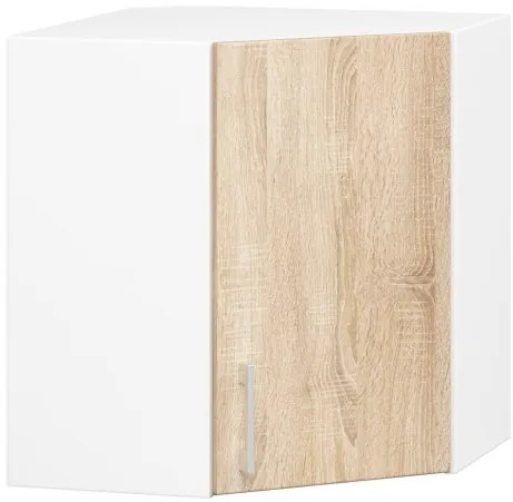 Rohová horná kuchynská skrinka LIMA W60/60N /580/ biela / dub sonoma