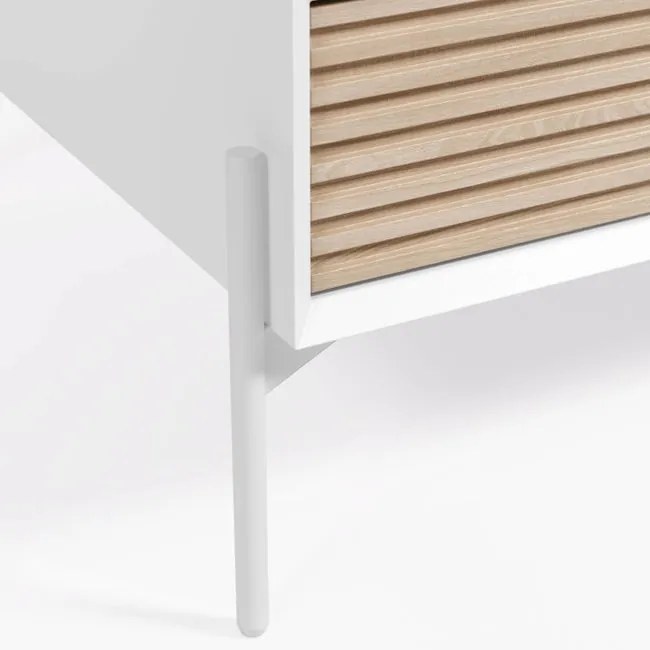 Dizajnový konferenčný stolík MARIELLE 147 cm jaseňové drevo, farba biela