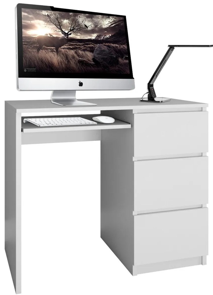 Shoptop Písací stôl Lima pravý biely matný