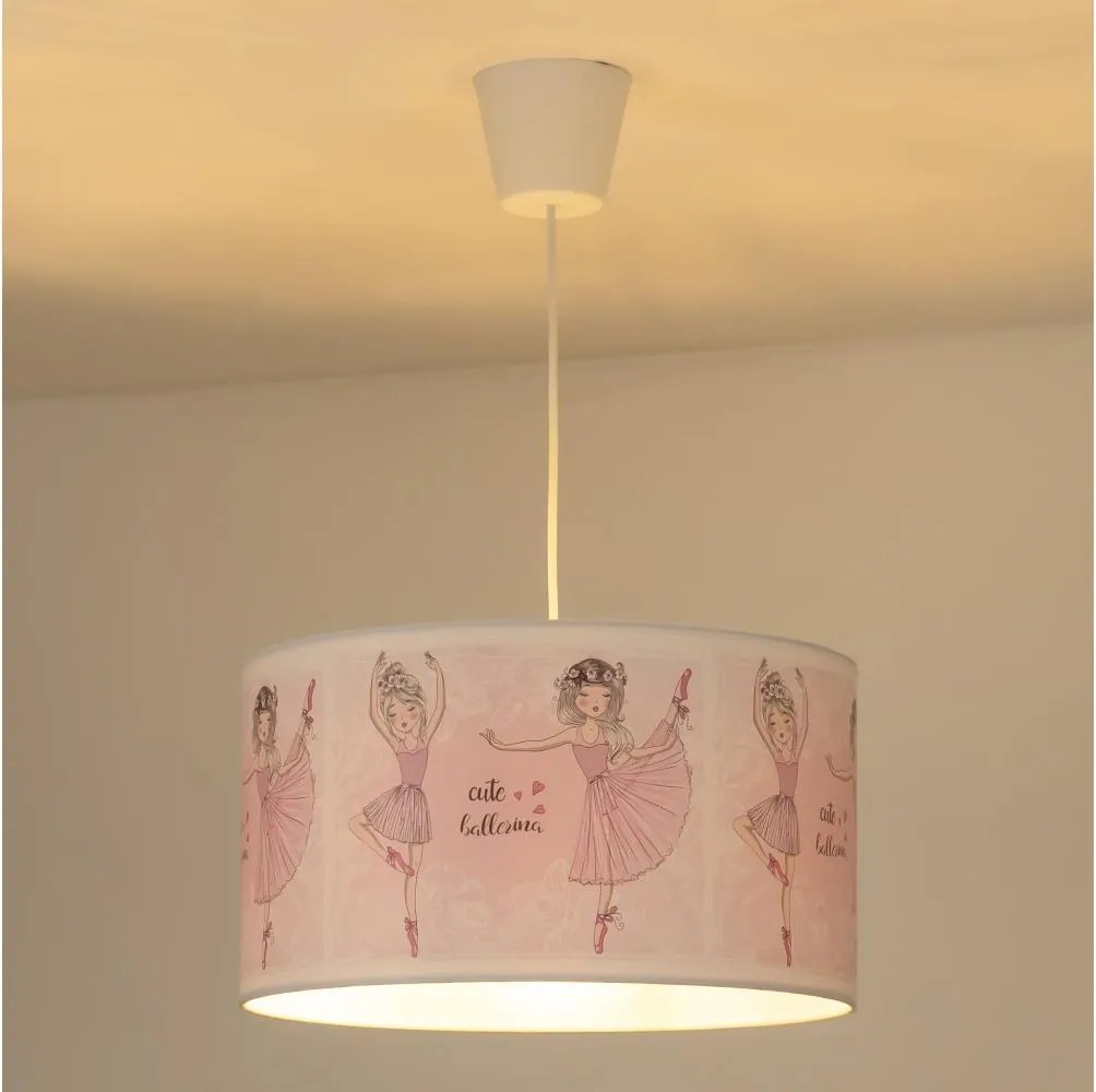 Duolla - Detský luster na lanku PRINT M 1xE27/40W/230V pr. 35 cm baletky