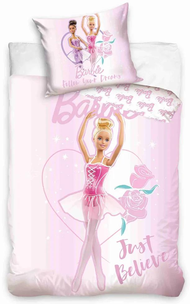 Carbotex Bavlnené obliečky 140x200 + 70x90 cm - Barbie Baletka