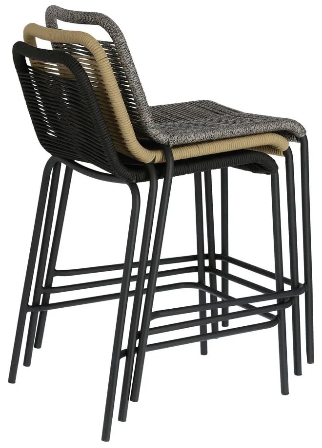 Béžová barová stolička s oceľovou konštrukciou Kave Home Glenville, výška 62 cm