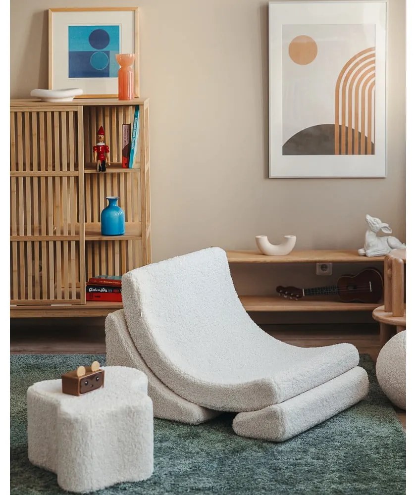 Krémový detský puf z textílie buklé Cloud – Wigiwama
