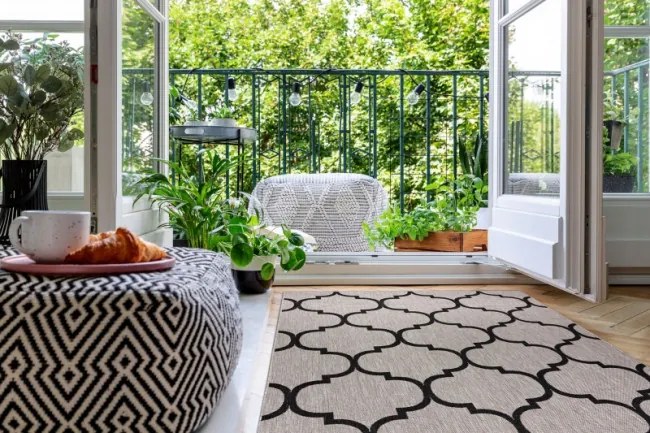 Koberec SIZAL FLOORLUX 20608 strieborný / čierny