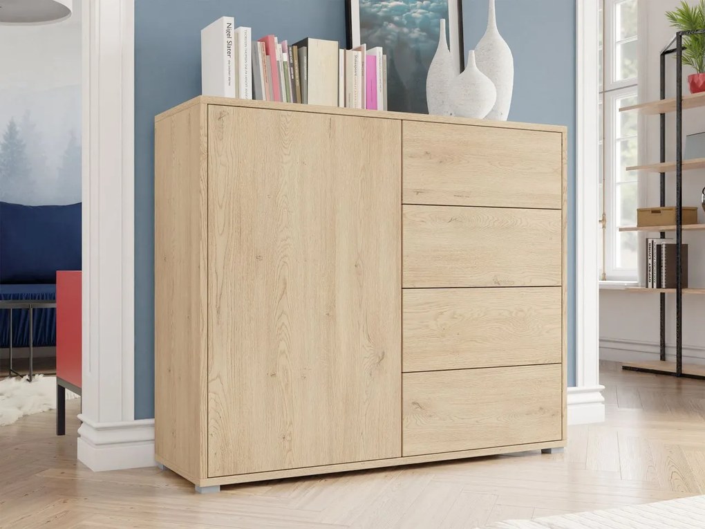 Komoda so zásuvkami Alekto k1D4SZ AK01, Farby: biela